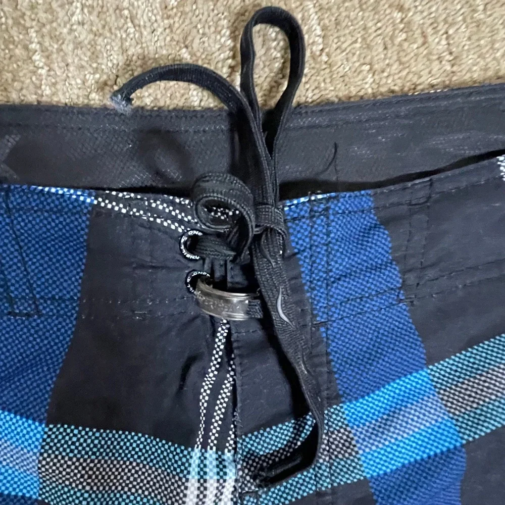 O'Neill‎ Board Shorts Mens 42 Blue Superfreak Plaid Houndstooth Zip Pocket